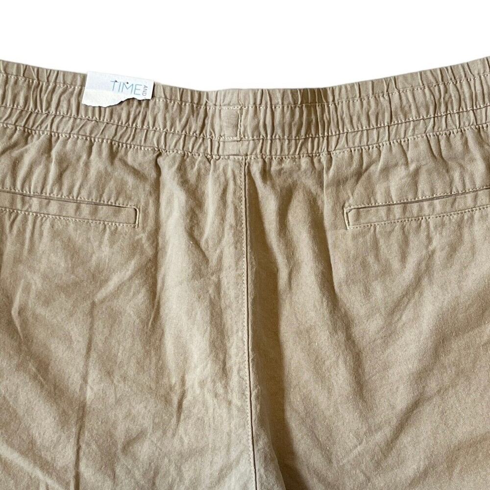 Time and Tru Shorts XXL Brown Linen Blend Elastic Drawstring Waist Side Pockets - Picture 7 of 10